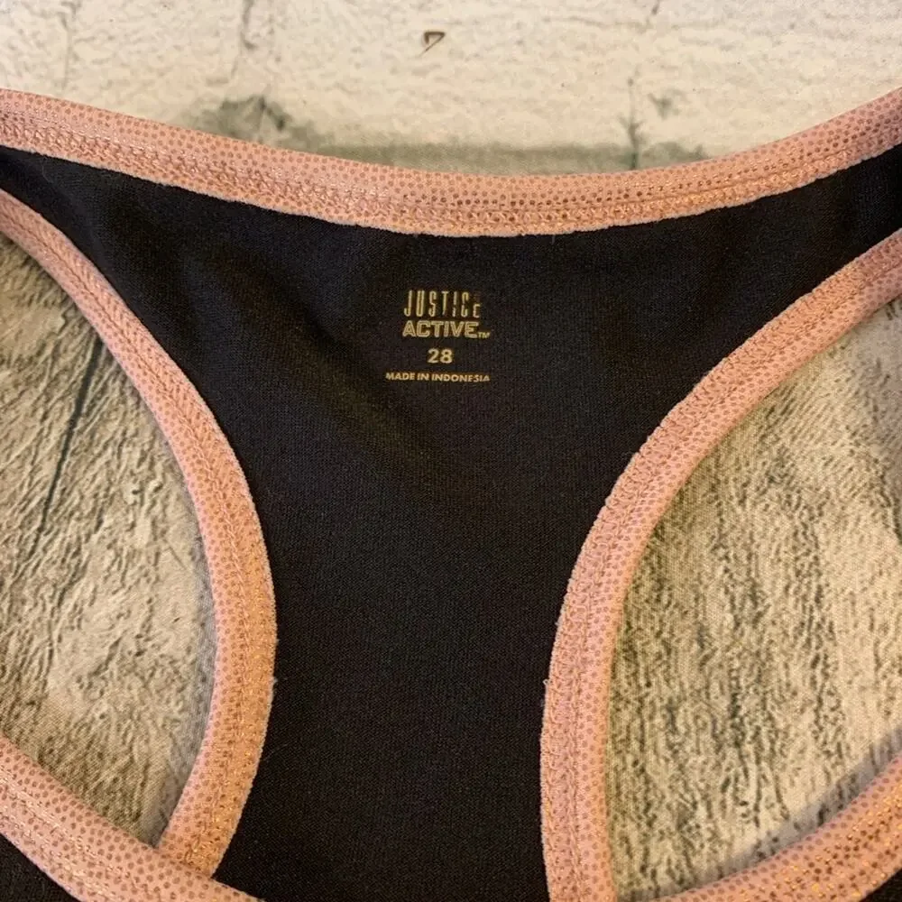JUSTICE ACTIVE Girl’s Black/Pink Sports Bra / Size: 28